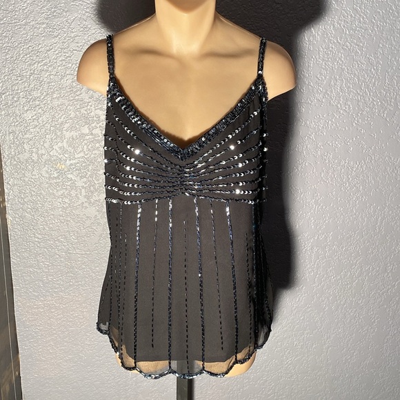 NEWPORT NEWS - NWT - tank: black w beads / sequins & lining / adj. straps - 16 - Picture 2 of 16